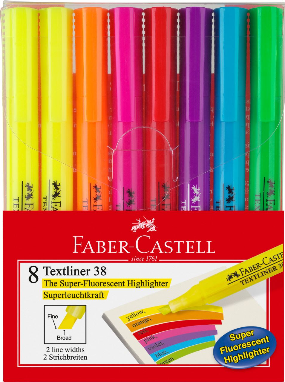 Faber-Castell - Marcador Textliner 38, estuche, 8 piezas