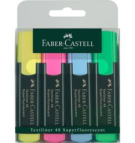 Faber-Castell - Marcador Textliner 48 superfluorescente, est., 4 pzs, surt.