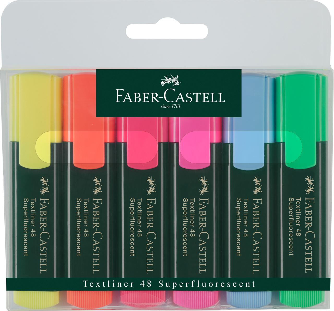Faber-Castell - Marcador Textliner 48 superfluorescente, est., 6 pzs, surt.