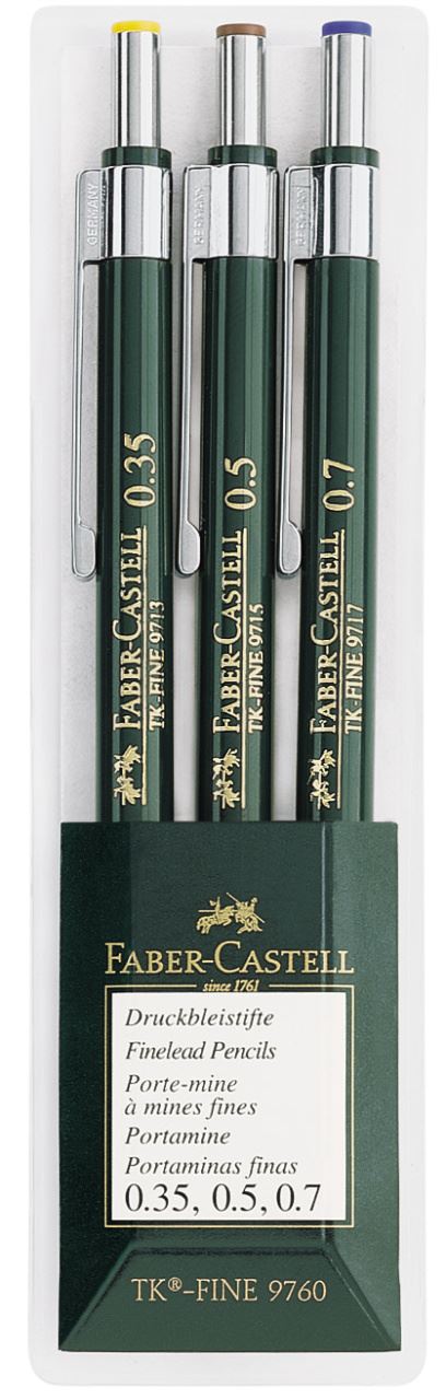 Faber-Castell - Portaminas TK-Fine 97..  0,35/0,5/0,7 mm, estuche, 3 piezas