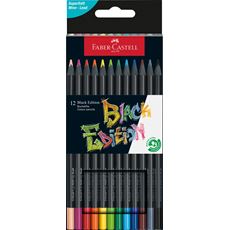 Faber-Castell - Estuche de cartón con 12 lápices de color Black Edition