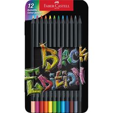 Faber-Castell - Estuche 12 lápices de color Black Edition