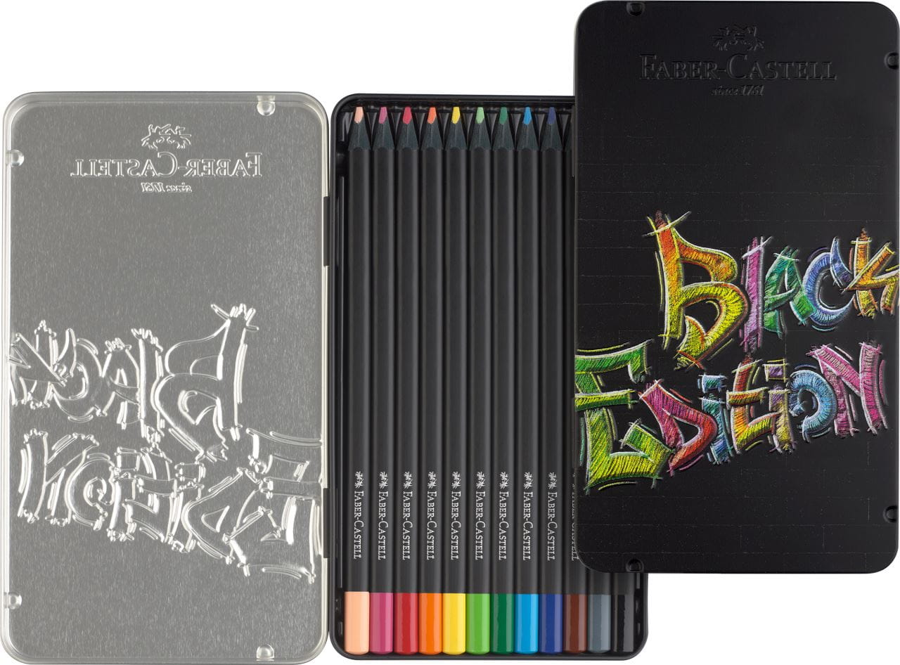 Faber-Castell - Estuche 12 lápices de color Black Edition