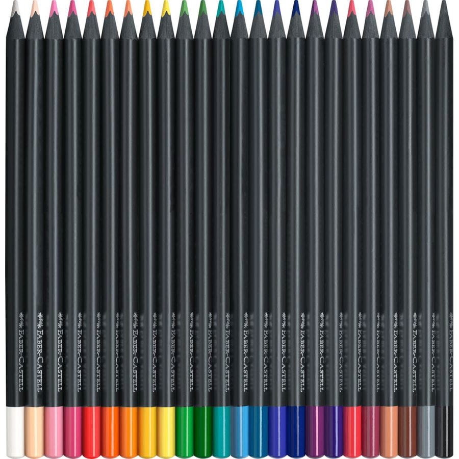 Faber-Castell - Estuche de cartón con 24 lápices de color Black Edition