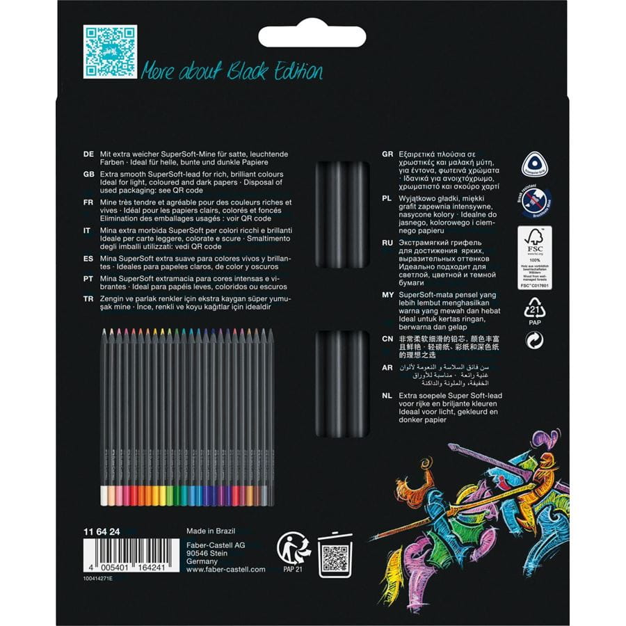 Faber-Castell - Estuche de cartón con 24 lápices de color Black Edition