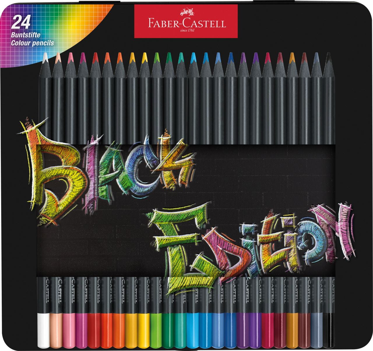 Faber-Castell - Estuche 24 lápices de color Black Edition