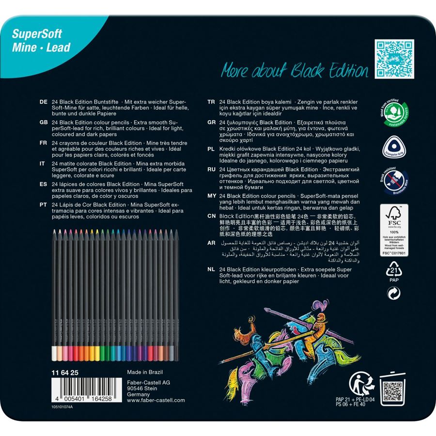 Faber-Castell - Estuche 24 lápices de color Black Edition