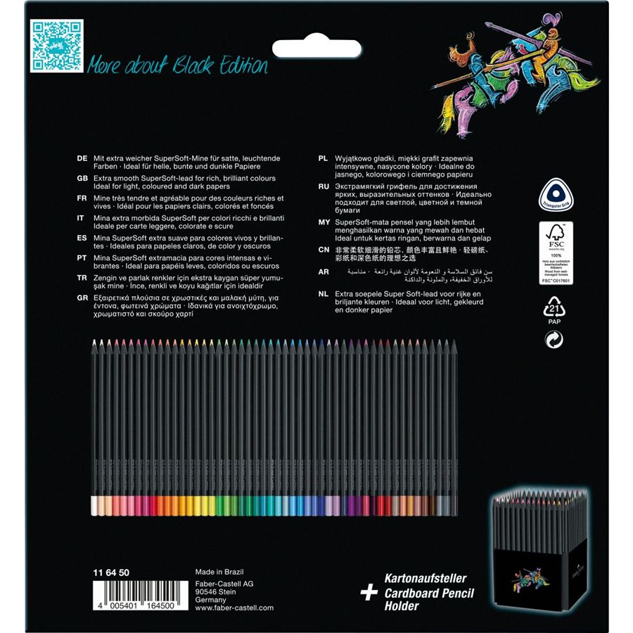 Faber-Castell - Estuche 50 lápices de color Black Edition