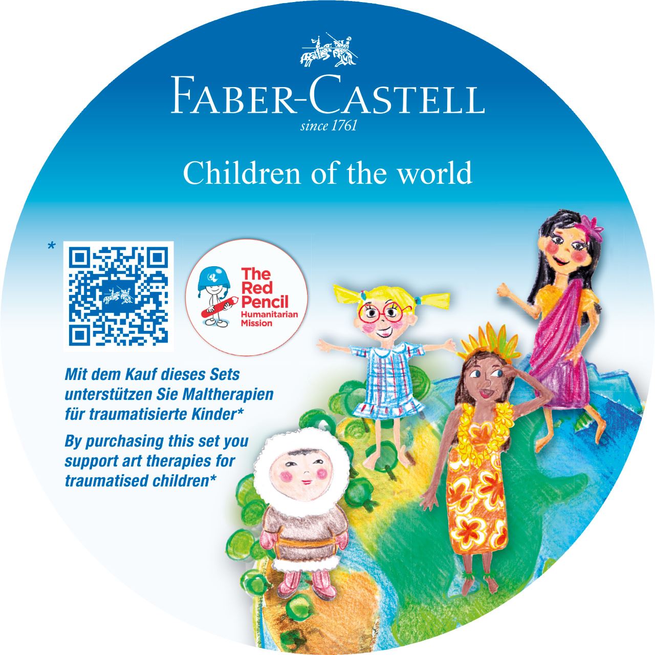 Faber-Castell - Estuche cartón Children of the World 12+3, triangulares