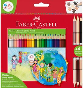 Faber-Castell - Estuche cartón Children of the World 24+3, triangulares