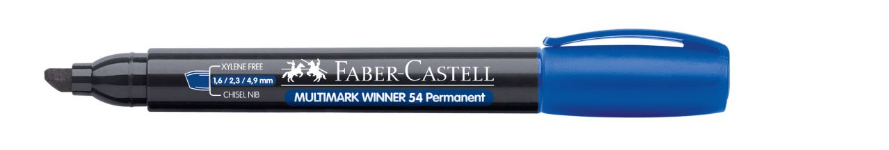 Faber-Castell - Marcador permanente punta biselada Multimark Winner 54 azul
