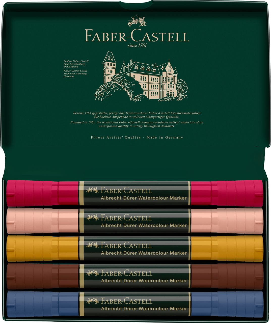 Faber-Castell - Estuche con 5 marcadores acuarelables A.Dürer, retratos