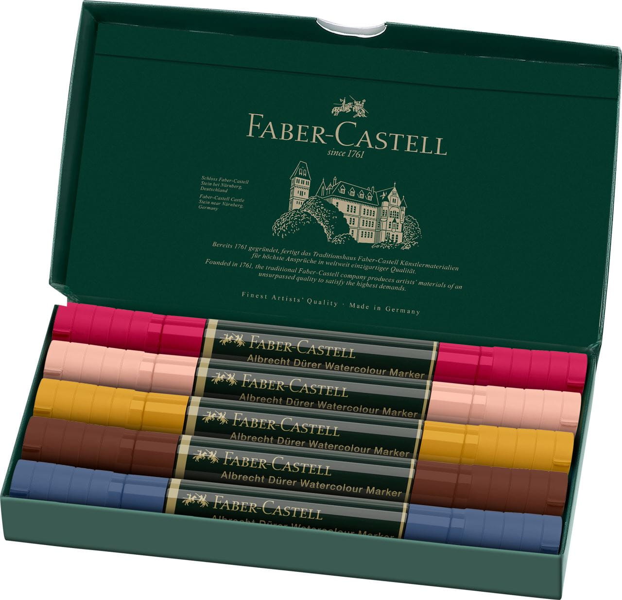 Faber-Castell - Estuche con 5 marcadores acuarelables A.Dürer, retratos