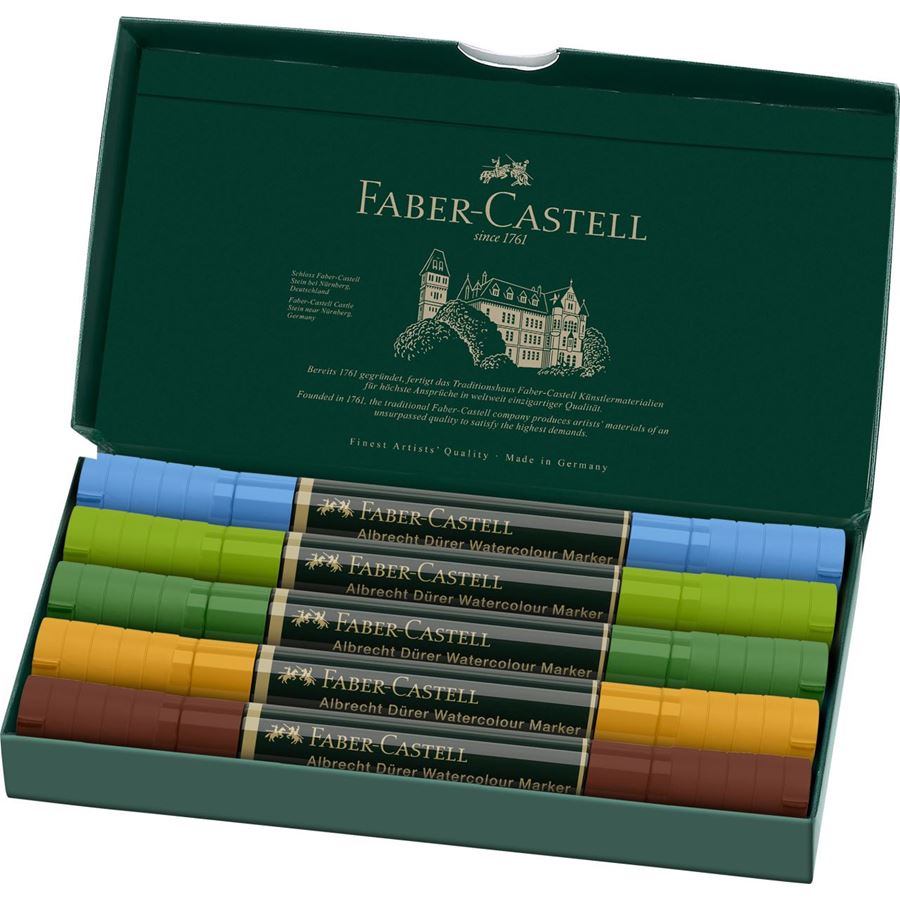 Faber-Castell - Estuche con 5 marcadores acuarelables A.Dürer, plenairismo