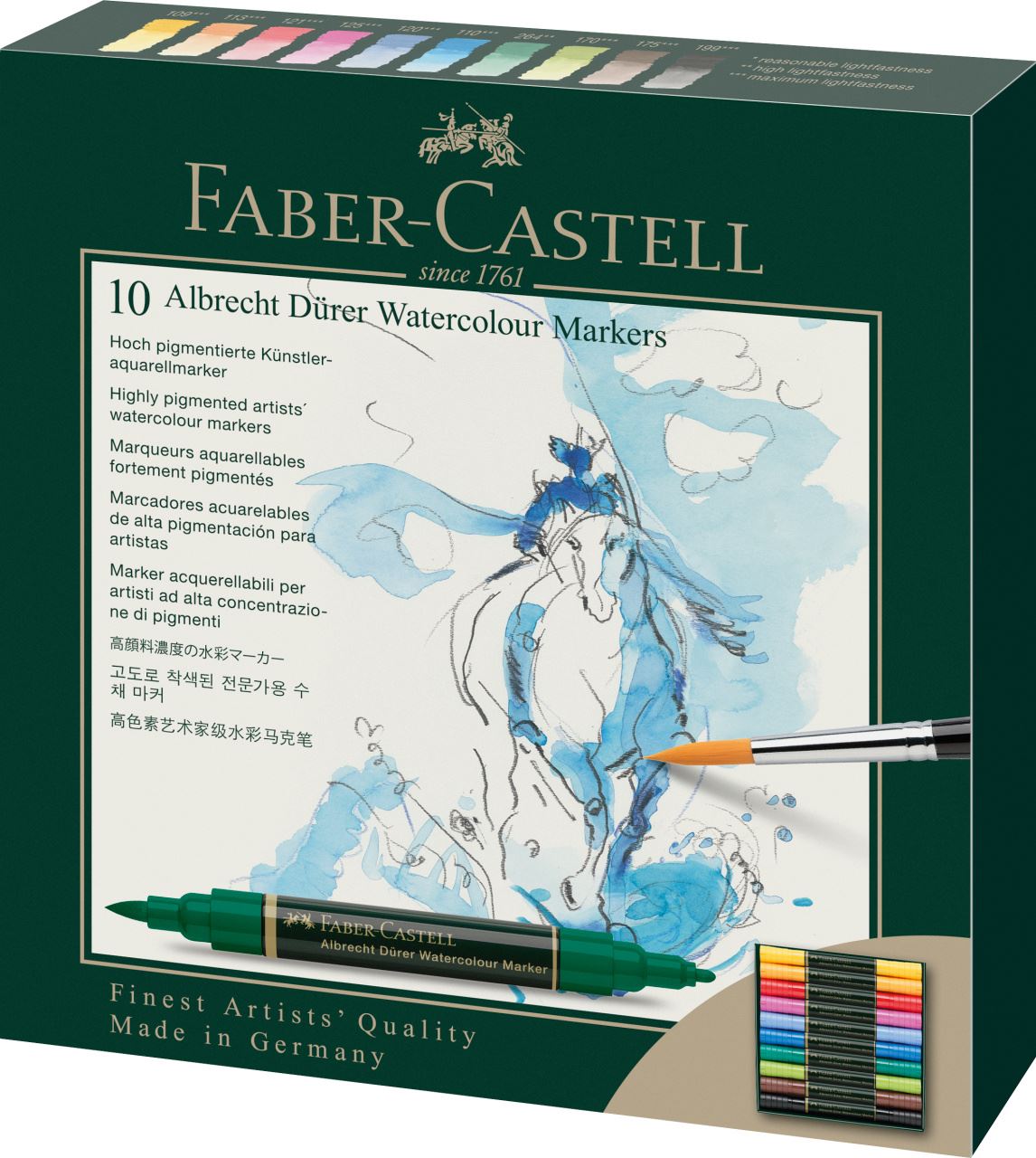Faber-Castell - Estuche de cartón c/10 marcadores A.Dürer Watercolour Marker