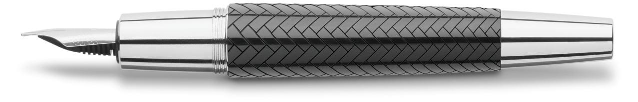 Faber-Castell - Pluma estilográfica e-motion resina trenzado, B, negro