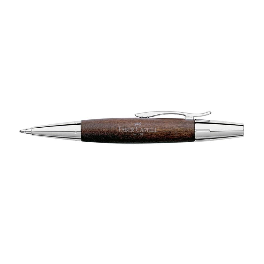 Faber-Castell - Bolígrafo e-motion madera de peral, B, marrón oscuro