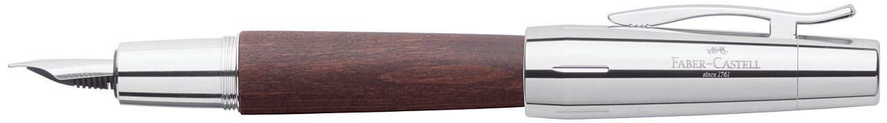 Faber-Castell - Pluma estilográfica e-motion madera peral, F, marrón oscuro