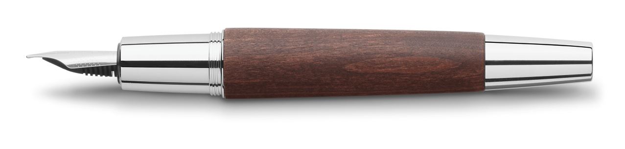 Faber-Castell - Pluma estilográfica e-motion madera peral, B, marrón oscuro